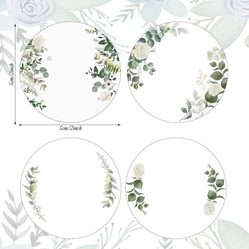 500 Pieces Canning Jars Labels Stickers Round Self Adhesive Stickers Lid Labels Roll 2 Inch Floral Canning Label Sticker for Storage Organizing Tags Envelop Seal, 4 Designs (White) in Saudi Arabia