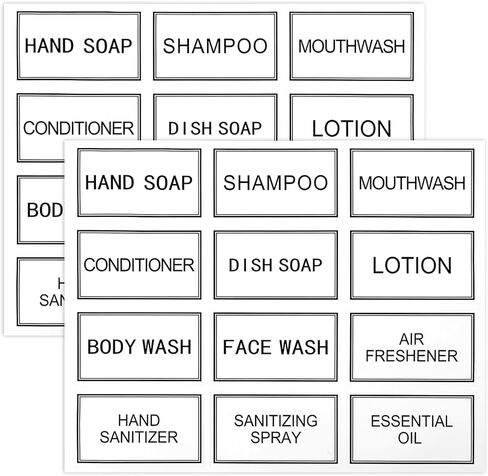 24 PCS Waterproof Labels for Bottles Bathroom Labels Shampoo Label Waterproof White Dish Soap for Bottles Travel Hand Soap Sticker for Bottle Soaps Shampoo in Kuwait