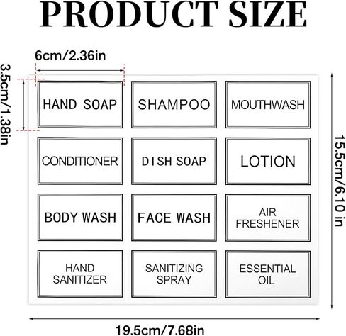 24 PCS Waterproof Labels for Bottles Bathroom Labels Shampoo Label Waterproof White Dish Soap for Bottles Travel Hand Soap Sticker for Bottle Soaps Shampoo in Kuwait