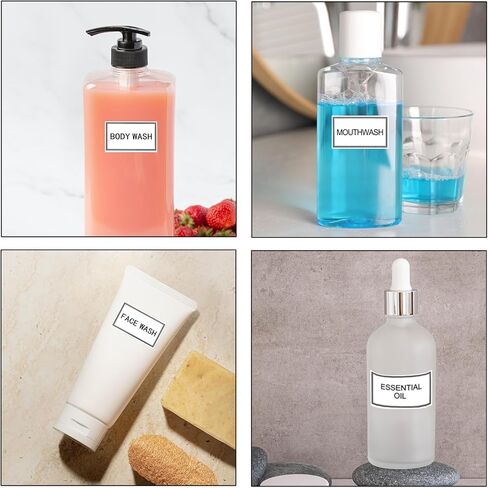 24 PCS Waterproof Labels for Bottles Bathroom Labels Shampoo Label Waterproof White Dish Soap for Bottles Travel Hand Soap Sticker for Bottle Soaps Shampoo in Kuwait