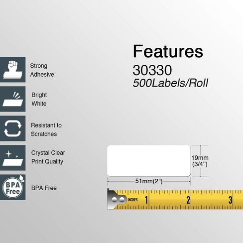BETCKEY - ملصقات متعددة الأغراض متوافقة مع DYMO 30330 (3/4 بوصة × 2 بوصة) - متوافقة مع DYMO Labelwriter 450، 4XL، غير مناسبة 550 و5XL [6 لفات/3000 ملصق] in Saudi Arabia