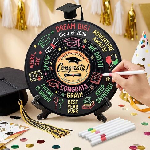 2026 Graduation Vinyl Record Guest Book Decorations, Graduation Party Gifts Funny Ideas, Senior Grad Party Sign in Alternative, Class of 2026 Large Guest Book 11.6" x 11.6" in Saudi Arabia
