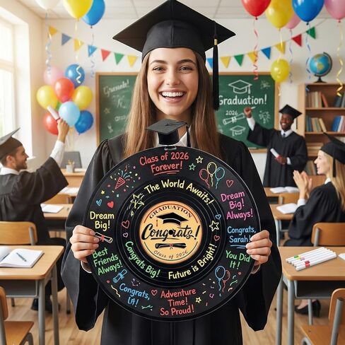 2026 Graduation Vinyl Record Guest Book Decorations, Graduation Party Gifts Funny Ideas, Senior Grad Party Sign in Alternative, Class of 2026 Large Guest Book 11.6" x 11.6" in Saudi Arabia