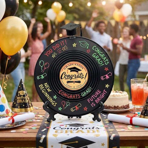 2026 Graduation Vinyl Record Guest Book Decorations, Graduation Party Gifts Funny Ideas, Senior Grad Party Sign in Alternative, Class of 2026 Large Guest Book 11.6" x 11.6" in Saudi Arabia