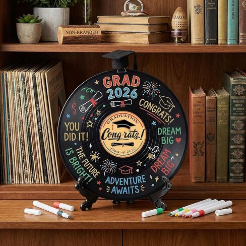 2026 Graduation Vinyl Record Guest Book Decorations, Graduation Party Gifts Funny Ideas, Senior Grad Party Sign in Alternative, Class of 2026 Large Guest Book 11.6" x 11.6" in Saudi Arabia