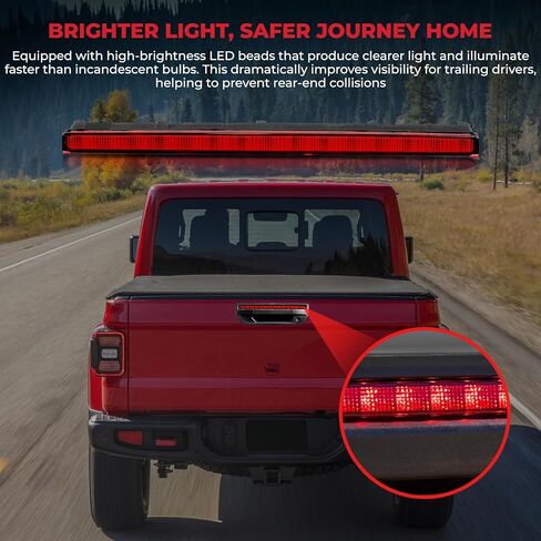 923-297 مصباح إيقاف مركزي LED عالي التثبيت متوافق مع Jeep Gladiator 2020-2025 | مجموعة مصابيح الفرامل الثالثة | يستبدل OEM 68338388AC in Kuwait