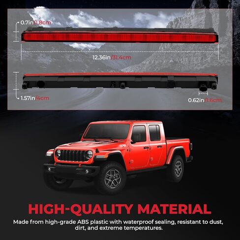 923-297 مصباح إيقاف مركزي LED عالي التثبيت متوافق مع Jeep Gladiator 2020-2025 | مجموعة مصابيح الفرامل الثالثة | يستبدل OEM 68338388AC in Kuwait