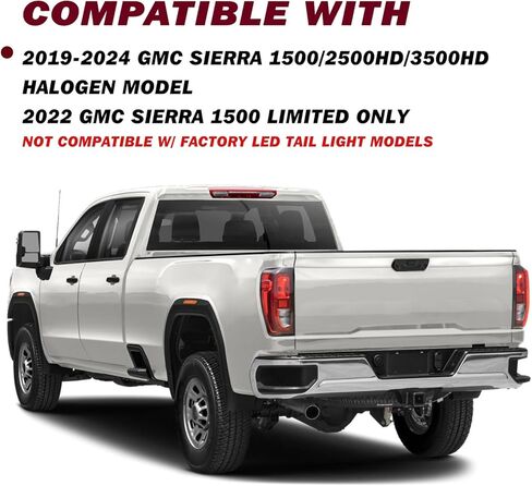 JSBOYAT Halogen Tail Light Assembly for 2019-2024 GMC Sierra 1500/2500HD/3500HD Brake Light Taillight Rear Lamp w/bulbs LH Left Driver Side in Saudi Arabia