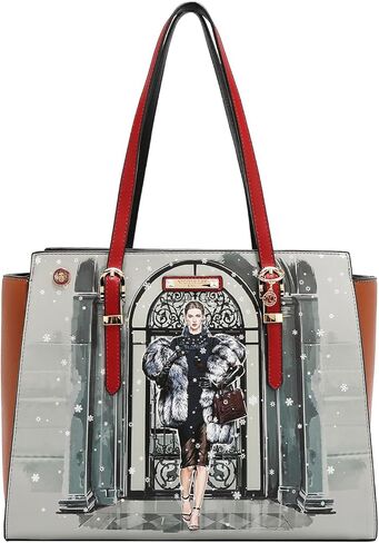 Nicole Lee Moda Snowflake Shopper 3 Piece Set, Vegan Pebbled Leather, Handbag with Dual Handles, Crossbody, Wallet in Kuwait