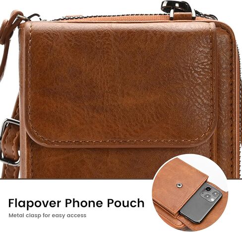 Anti-Theft Leather Bag,Small Crossbody Cell Phone Purse Wallet for Women,RFID Block Phone Purse Crossbody with Shoulder Strap, Black in Saudi Arabia