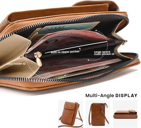 Anti-Theft Leather Bag,Small Crossbody Cell Phone Purse Wallet for Women,RFID Block Phone Purse Crossbody with Shoulder Strap, Black in Saudi Arabia