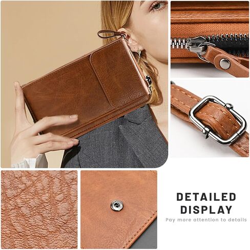 Anti-Theft Leather Bag,Small Crossbody Cell Phone Purse Wallet for Women,RFID Block Phone Purse Crossbody with Shoulder Strap, Black in Saudi Arabia