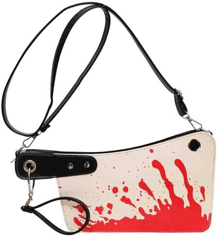 PU Leather Creative Prank Knife Shoulder Bag, Japanese Cartoon Gothic Horror Crossbody Bag, Bloody Axe Chopper Clutch Purse in Kuwait