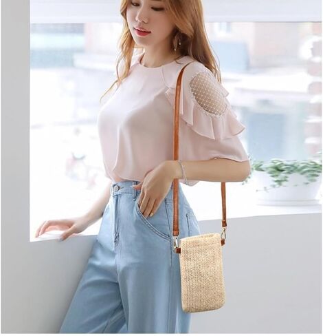 Crossbody Bag Phone for Women Ladies, Small Crossbody Shoulder Straw Bag, Cellphone Bags Purse Wallet in Saudi Arabia