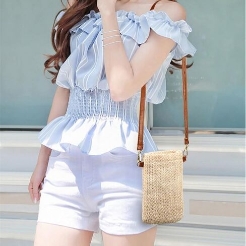 Crossbody Bag Phone for Women Ladies, Small Crossbody Shoulder Straw Bag, Cellphone Bags Purse Wallet in Saudi Arabia