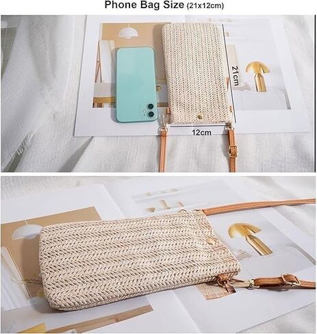 Crossbody Bag Phone for Women Ladies, Small Crossbody Shoulder Straw Bag, Cellphone Bags Purse Wallet in Saudi Arabia