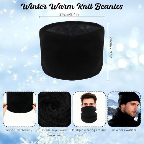 Winter Beanie Hat Scarf Gloves Set for Men Women Beanie Gloves Neck Warmer Set Warm Knit Fleece Lined Skull Cap in Kuwait