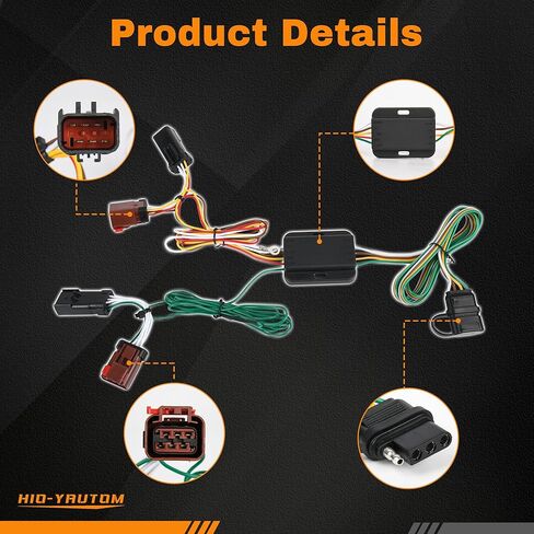 55382 مجموعة أسلاك مقطورة مخصصة ذات 4 دبابيس متوافقة مع Jeep Liberty 2002-2007، استبدال موصل جانب السيارة المخصص لأضواء المقطورة، مجموعة أسلاك السحب سهلة التوصيل والتشغيل in Kuwait