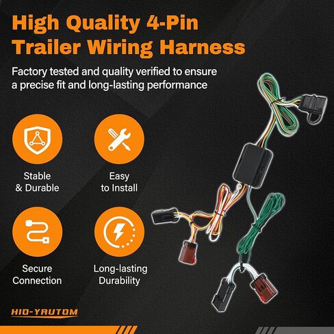 55382 مجموعة أسلاك مقطورة مخصصة ذات 4 دبابيس متوافقة مع Jeep Liberty 2002-2007، استبدال موصل جانب السيارة المخصص لأضواء المقطورة، مجموعة أسلاك السحب سهلة التوصيل والتشغيل in Kuwait