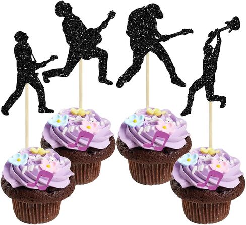 Gyufise 36Pcs Music Notes Cupcake Toppers and Wrappers Glitter Musical Symbols Cupcake Picks for Rock Music Theme Baby Shower Kids Birthday Party Cake Decorations Supplies in Saudi Arabia