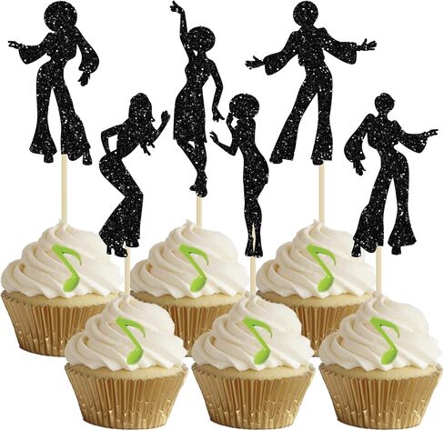 Gyufise 36Pcs Music Notes Cupcake Toppers and Wrappers Glitter Musical Symbols Cupcake Picks for Rock Music Theme Baby Shower Kids Birthday Party Cake Decorations Supplies in Saudi Arabia