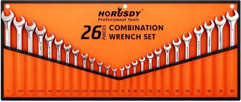 HORUSDY 26-Piece Combination Wrench Set with Roll-up Pouch, wrench set metric and standard, SAE 1/4" - 1" and Metric 8mm - 24mm… in Kuwait
