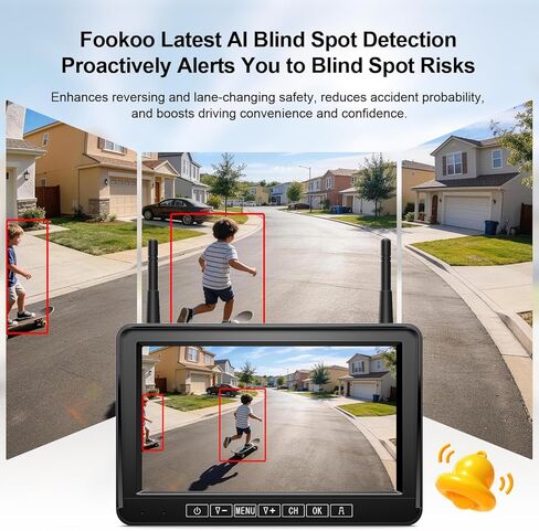 Fookoo Magnetic Solar Wireless Backup Camera: Portable 7" DVR Monitor with BSD 1 Min Install HD 1080P Rear View Camera Night Vision Rechargeable Dual Split for Truck Pickup RV Camper Tractor DTC701 in Kuwait