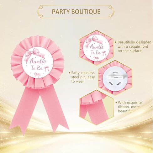 Pink Bow Auntie to Be Badge Pin, BowTie Best Aunt Ever Button Pin, Pink Rosette Bowknot Baby Shower Award Ribbon Button for Women, Gender Reveal/Pregnancy Announcement Party Supplies in Saudi Arabia