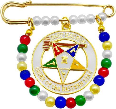 ترتيب ملون للنجمة الشرقية شارة معدنية مستديرة قلادة تقليد اللؤلؤ دبوس معدني بروش in Kuwait