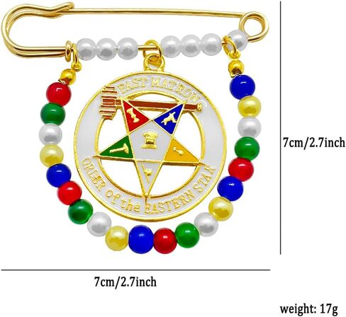 ترتيب ملون للنجمة الشرقية شارة معدنية مستديرة قلادة تقليد اللؤلؤ دبوس معدني بروش in Kuwait