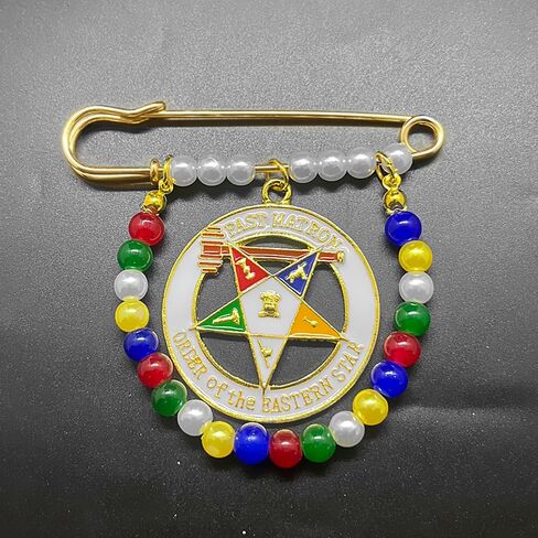 ترتيب ملون للنجمة الشرقية شارة معدنية مستديرة قلادة تقليد اللؤلؤ دبوس معدني بروش in Kuwait