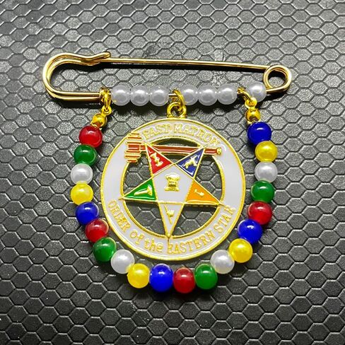 ترتيب ملون للنجمة الشرقية شارة معدنية مستديرة قلادة تقليد اللؤلؤ دبوس معدني بروش in Kuwait