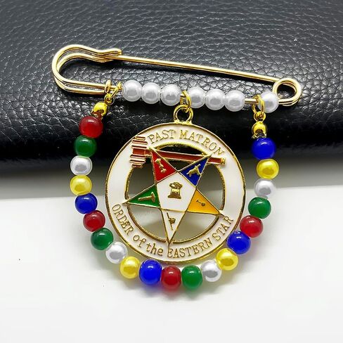 ترتيب ملون للنجمة الشرقية شارة معدنية مستديرة قلادة تقليد اللؤلؤ دبوس معدني بروش in Kuwait