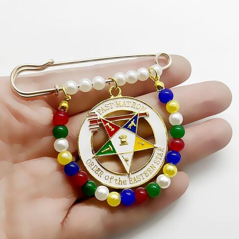 ترتيب ملون للنجمة الشرقية شارة معدنية مستديرة قلادة تقليد اللؤلؤ دبوس معدني بروش in Kuwait