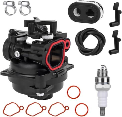 799584 مجموعة المكربن ​​جزازة العشب المتوافقة مع المحرك العمودي لجزازة العشب BS 550EX 725EXI 625EX 675EX 140cc 09P702 Troy Bilt TB110 TB200 مجموعة شمعات الإشعال وفلتر الهواء 799583 592361 594057 in Saudi Arabia