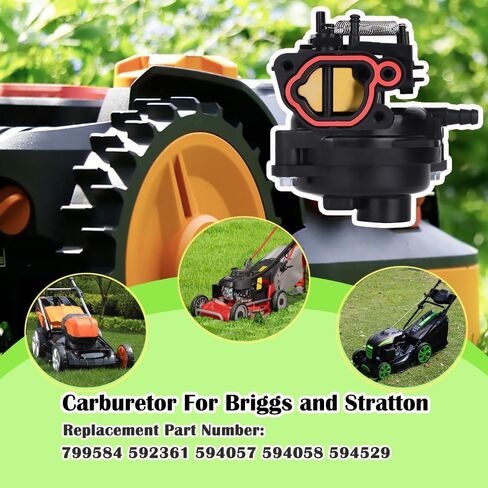 799584 مجموعة المكربن ​​جزازة العشب المتوافقة مع المحرك العمودي لجزازة العشب BS 550EX 725EXI 625EX 675EX 140cc 09P702 Troy Bilt TB110 TB200 مجموعة شمعات الإشعال وفلتر الهواء 799583 592361 594057 in Saudi Arabia