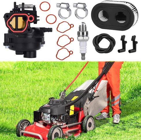799584 مجموعة المكربن ​​جزازة العشب المتوافقة مع المحرك العمودي لجزازة العشب BS 550EX 725EXI 625EX 675EX 140cc 09P702 Troy Bilt TB110 TB200 مجموعة شمعات الإشعال وفلتر الهواء 799583 592361 594057 in Saudi Arabia
