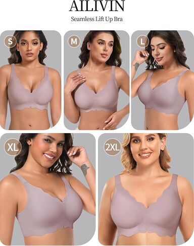 AILIVIN Women's Seamless Bras Wireless Scalloped Push Up Bras Soft No Underwire Comfort Full Coverage Bralettes in Saudi Arabia