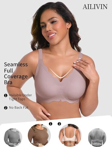 AILIVIN Women's Seamless Bras Wireless Scalloped Push Up Bras Soft No Underwire Comfort Full Coverage Bralettes in Saudi Arabia