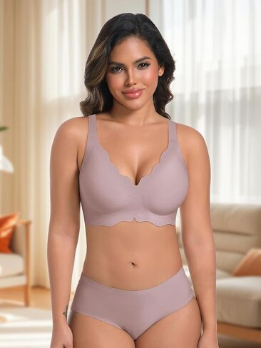 AILIVIN Women's Seamless Bras Wireless Scalloped Push Up Bras Soft No Underwire Comfort Full Coverage Bralettes in Saudi Arabia