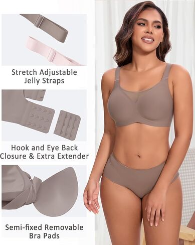 Bras for Women Wireless Seamless Mesh Push Up No Underwire Plus Size Soft Comfortable Sleep Everyday Brattlets with Extender in Kuwait