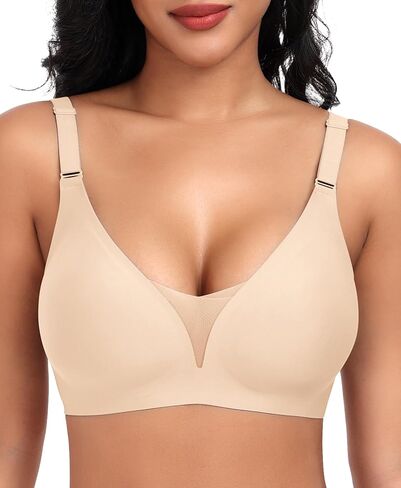 Bras for Women Wireless Seamless Mesh Push Up No Underwire Plus Size Soft Comfortable Sleep Everyday Brattlets with Extender in Kuwait