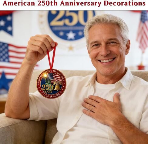United States 250th Anniversary Ornament, America 250 Merchandise, 2D Acrylic USA 250th Anniversary Merchandise,Gift for Us Citizens, Patriotic Collectors in Kuwait