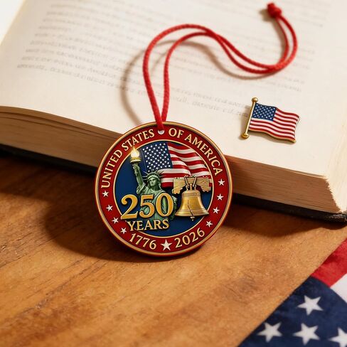 United States 250th Anniversary Ornament, America 250 Merchandise, 2D Acrylic USA 250th Anniversary Merchandise,Gift for Us Citizens, Patriotic Collectors in Kuwait