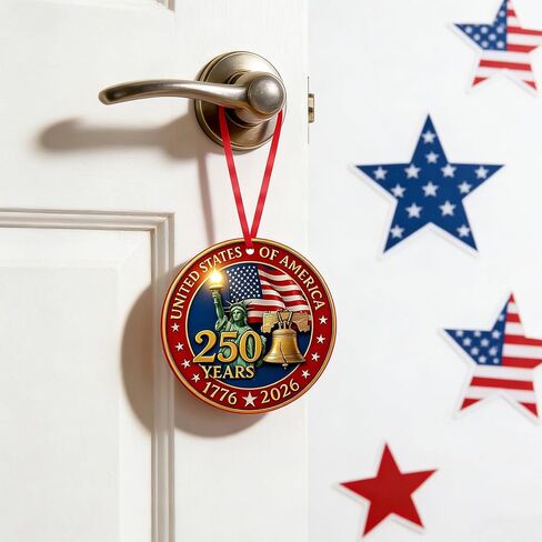 United States 250th Anniversary Ornament, America 250 Merchandise, 2D Acrylic USA 250th Anniversary Merchandise,Gift for Us Citizens, Patriotic Collectors in Kuwait