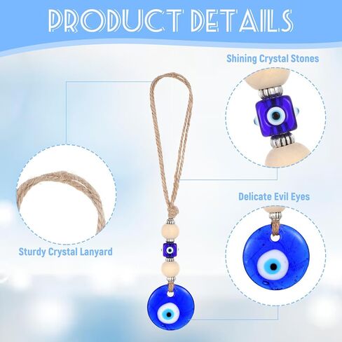 Evil Eye Car Hanging Ornament Blue Beaded Decor Pendant Amulet Charm Accessories for Rear View Mirror Window Door Wall Protection Blessing in Saudi Arabia