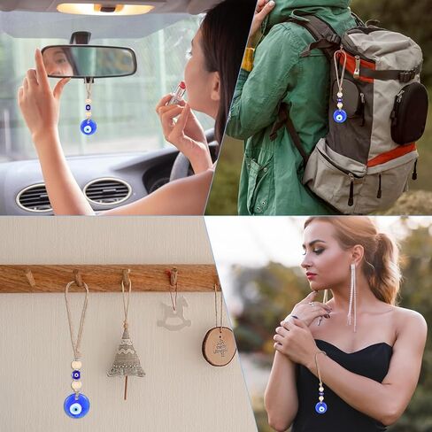 Evil Eye Car Hanging Ornament Blue Beaded Decor Pendant Amulet Charm Accessories for Rear View Mirror Window Door Wall Protection Blessing in Saudi Arabia