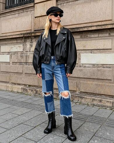 أحذية تابي للسيدات من KOKOMOMO، أحذية طويلة للكاحل بمقدمة مقسمة، كعب أسطواني مكتنز، أحذية النينجا اليابانية بسحاب، كعب قصير، أحذية رسمية للعمل اليومي للسيدات باللون الأسود، مقاس 9.5 in Kuwait