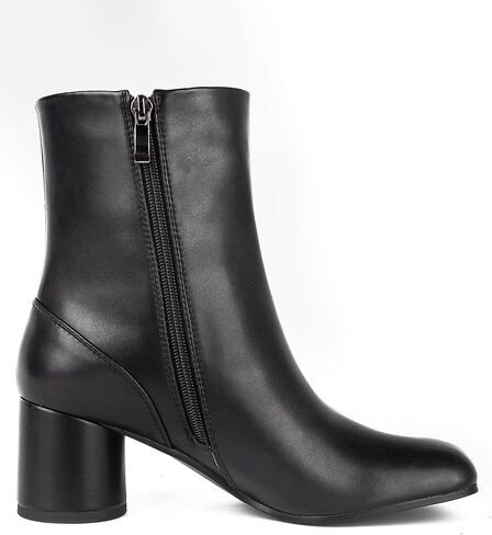 أحذية تابي للسيدات من KOKOMOMO، أحذية طويلة للكاحل بمقدمة مقسمة، كعب أسطواني مكتنز، أحذية النينجا اليابانية بسحاب، كعب قصير، أحذية رسمية للعمل اليومي للسيدات باللون الأسود، مقاس 9.5 in Kuwait