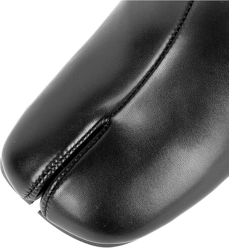 أحذية تابي للسيدات من KOKOMOMO، أحذية طويلة للكاحل بمقدمة مقسمة، كعب أسطواني مكتنز، أحذية النينجا اليابانية بسحاب، كعب قصير، أحذية رسمية للعمل اليومي للسيدات باللون الأسود، مقاس 9.5 in Kuwait